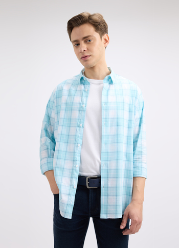 Men Blue Minimal Full Sleeve Shirt