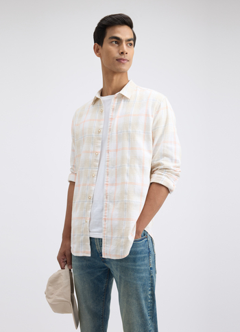 Men Beige Check Full Sleeve Shirt