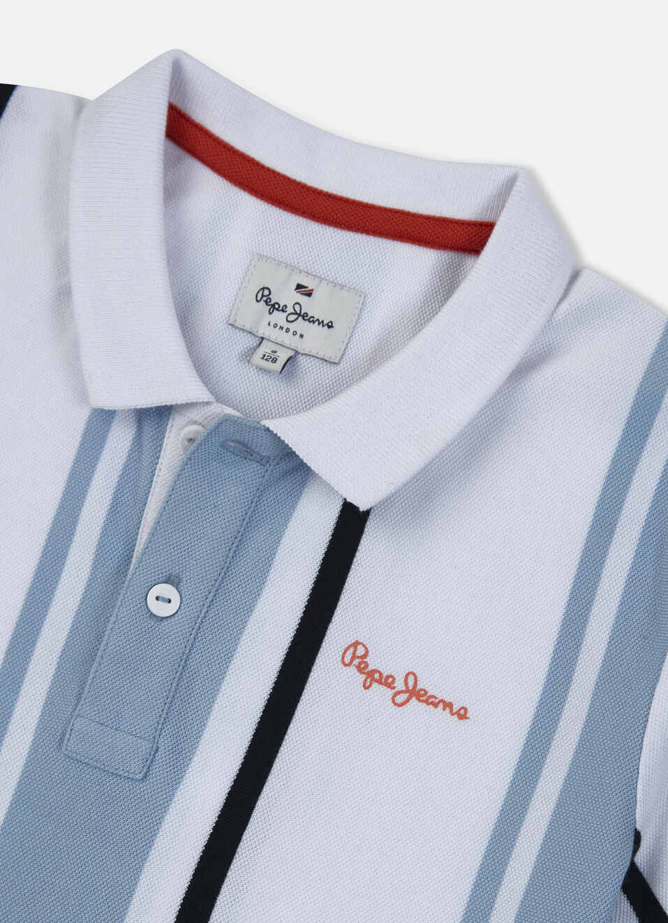 Boys Blue Engineered Vertical Stripe Polo, , large image number 2