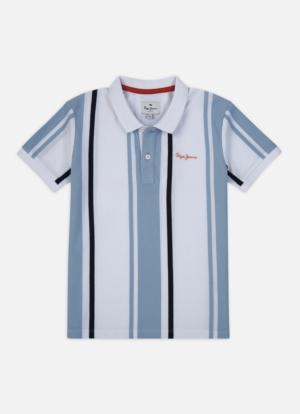 Boys Blue Engineered Vertical Stripe Polo, , large image number 0