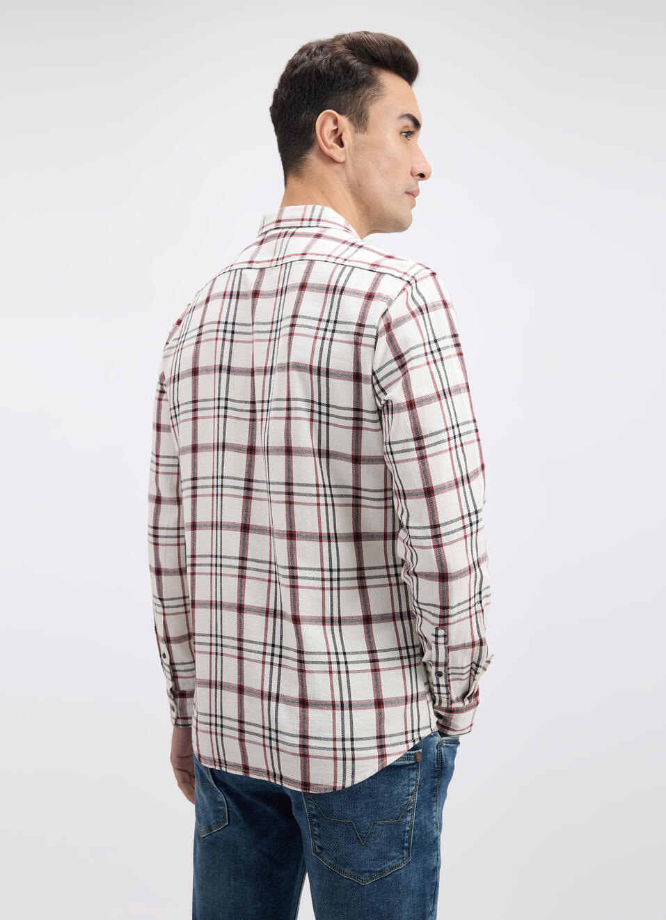 Men Maroon Check Full Sleeve Shirt, , large image number 2