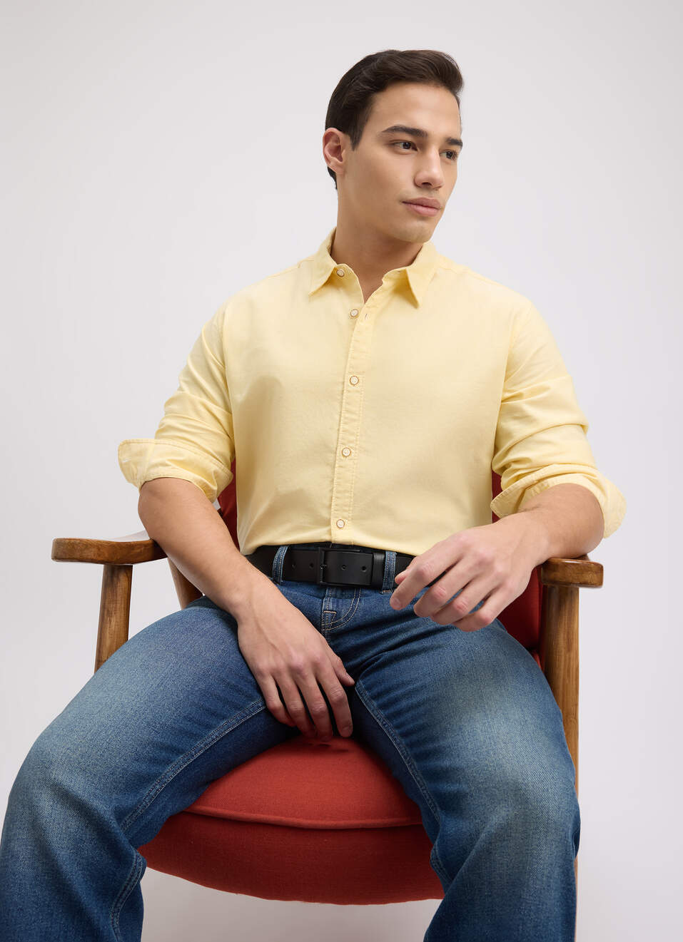 Men Yellow Full Sleeve Shirt, , large image number 0