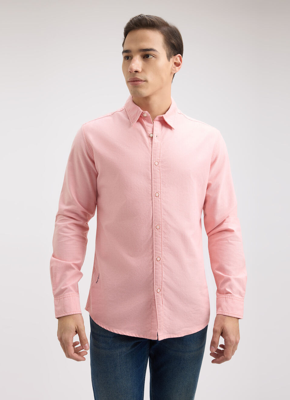 Men Peach Full Sleeve Shirt, , large image number 1