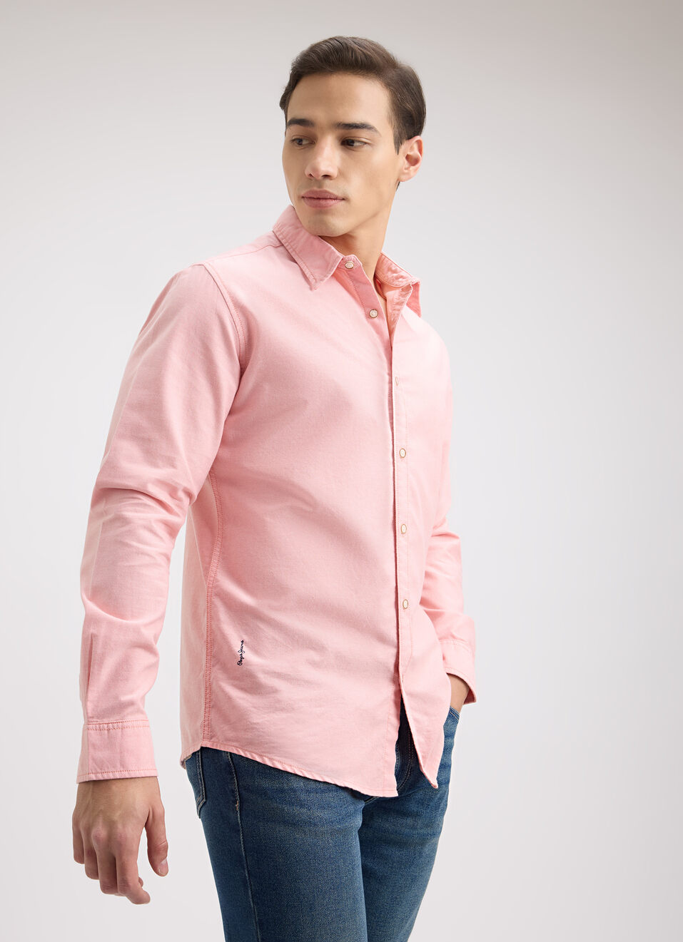 Men Peach Full Sleeve Shirt, , large image number 3