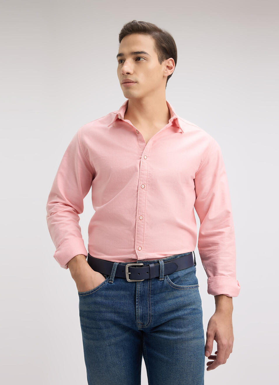 Men Peach Full Sleeve Shirt, , large image number 0