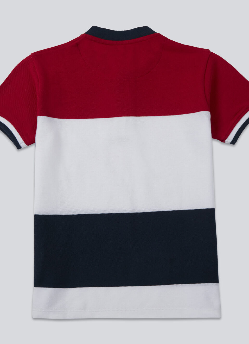 Boys Red Horizontal Stripe Short Sleeve Polo, , large image number 1