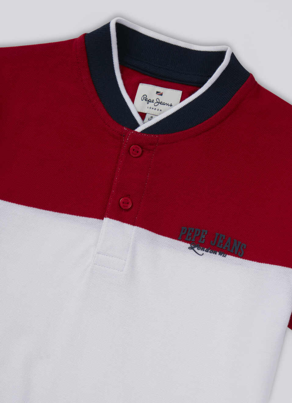 Boys Red Horizontal Stripe Short Sleeve Polo, , large image number 2