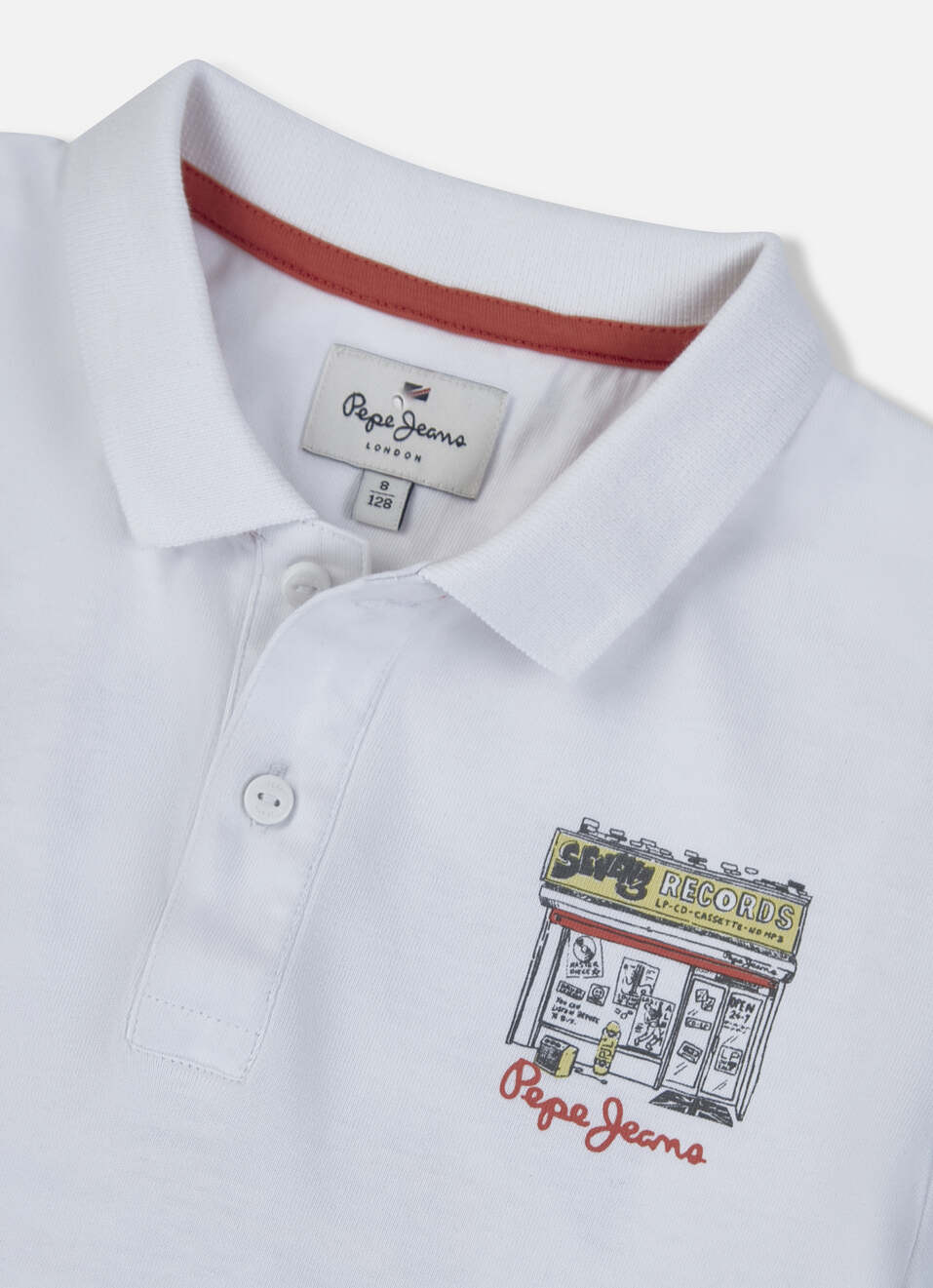 Boys White Back Print Short Sleeve Polo, , large image number 2