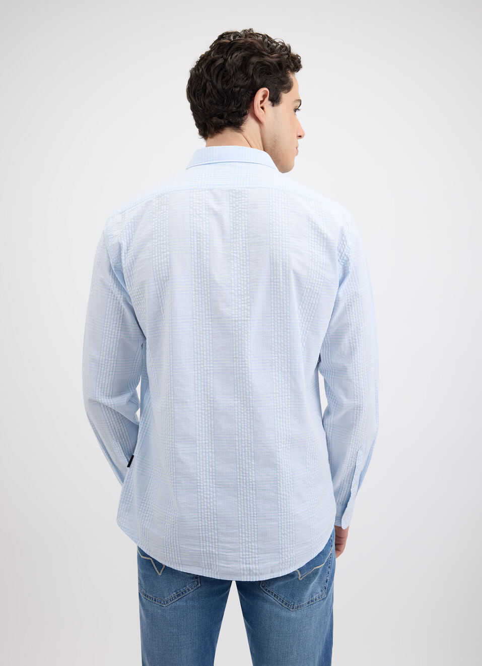 Men Blue Check Full Sleeve Shirt, , large image number 2