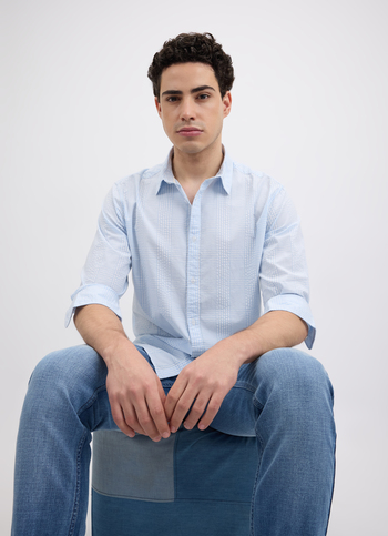 Men Blue Check Full Sleeve Shirt