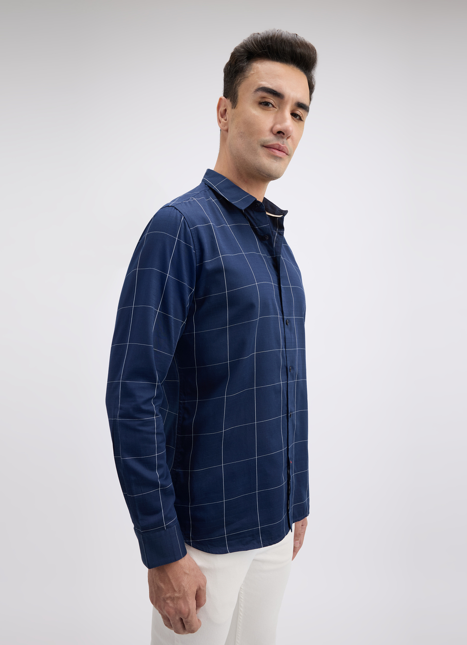 Men Navy Check Full Sleeve Shirt, , large image number 3