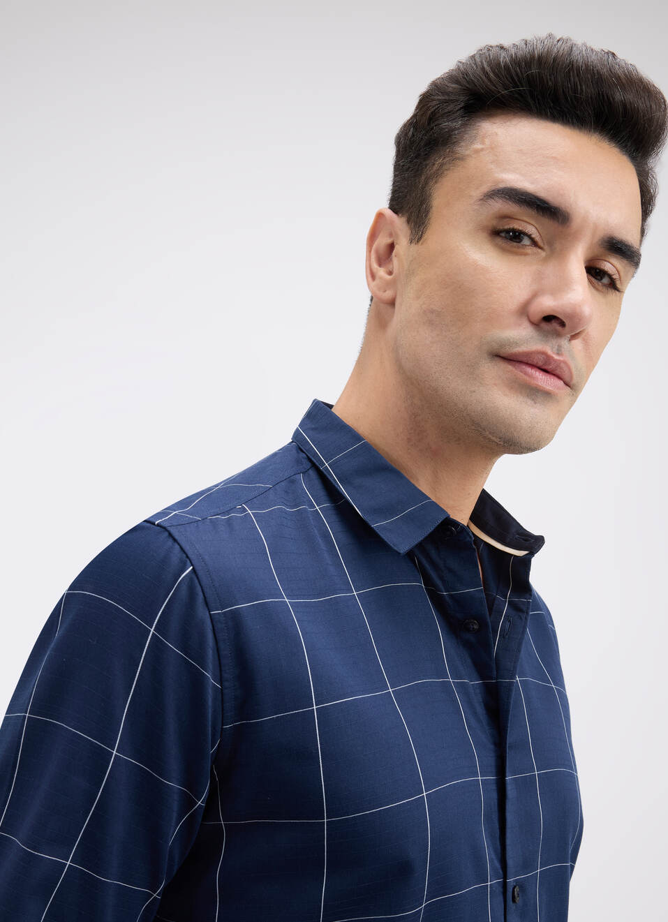 Men Navy Check Full Sleeve Shirt, , large image number 4