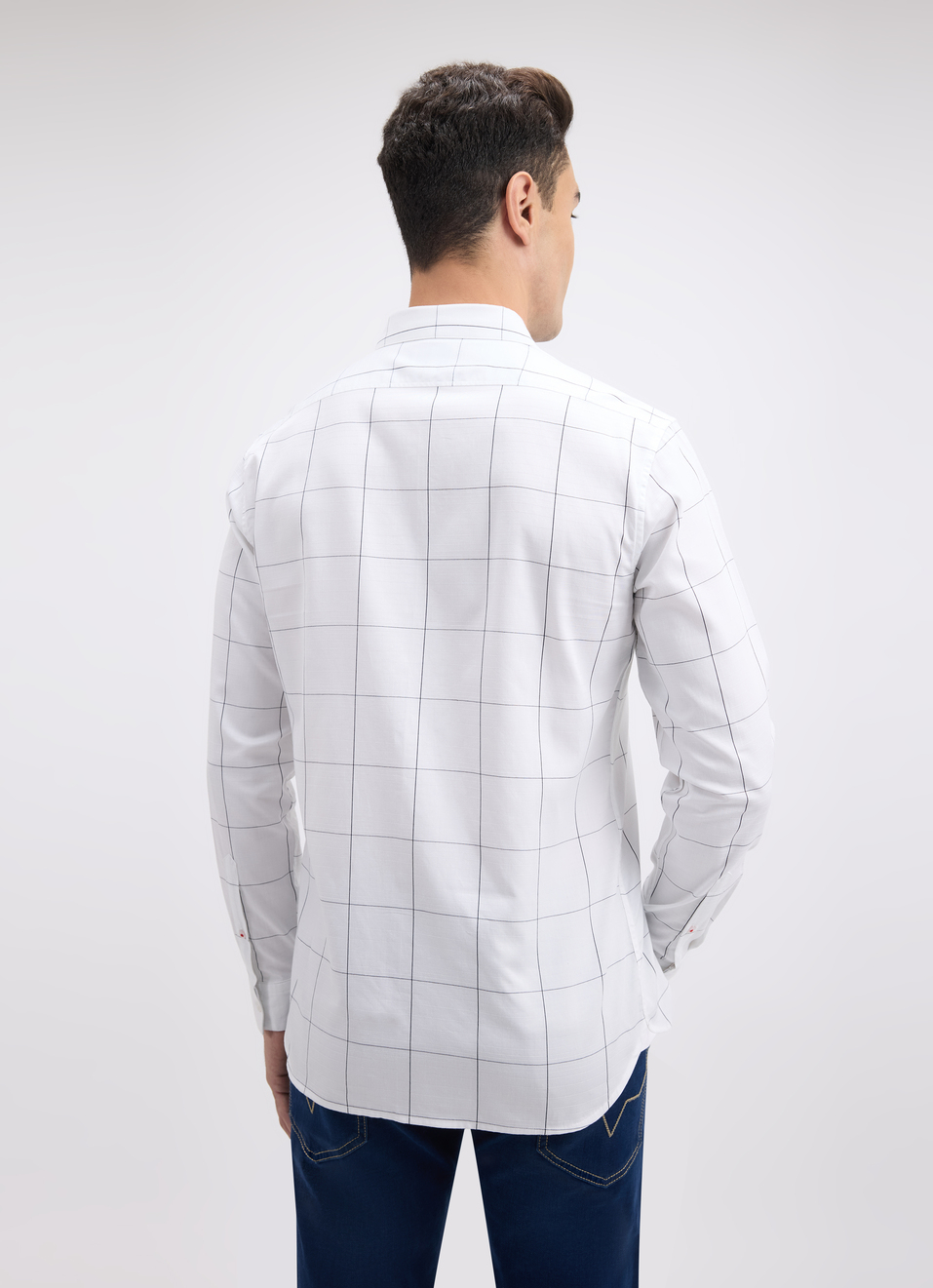 Men White Check Full Sleeve Shirt, , large image number 2