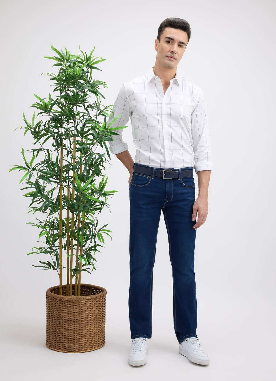 Men White Check Full Sleeve Shirt, , large image number 5