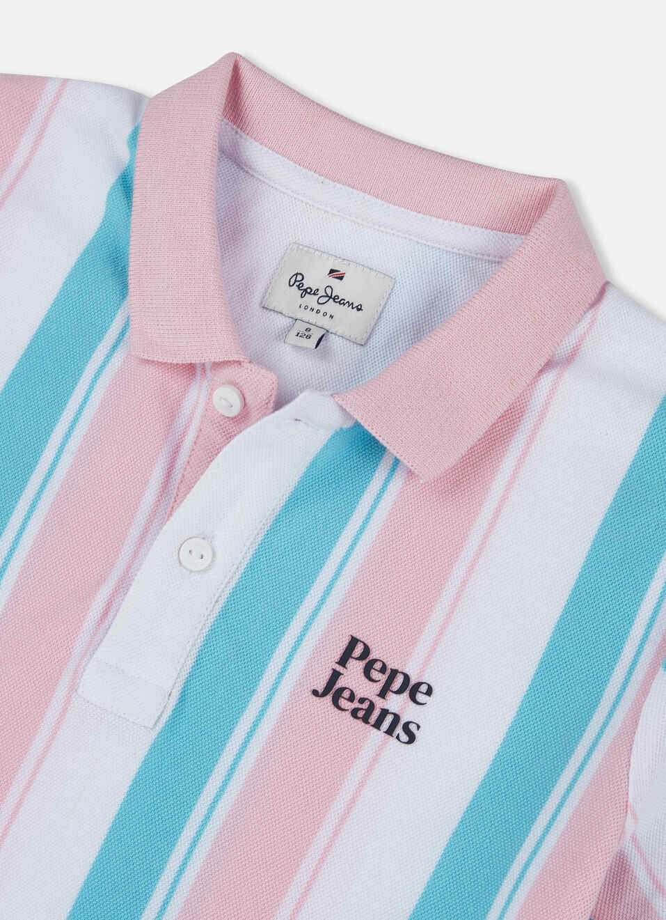 Boys Pink Engineered Vertical Stripe Polo, , large image number 2