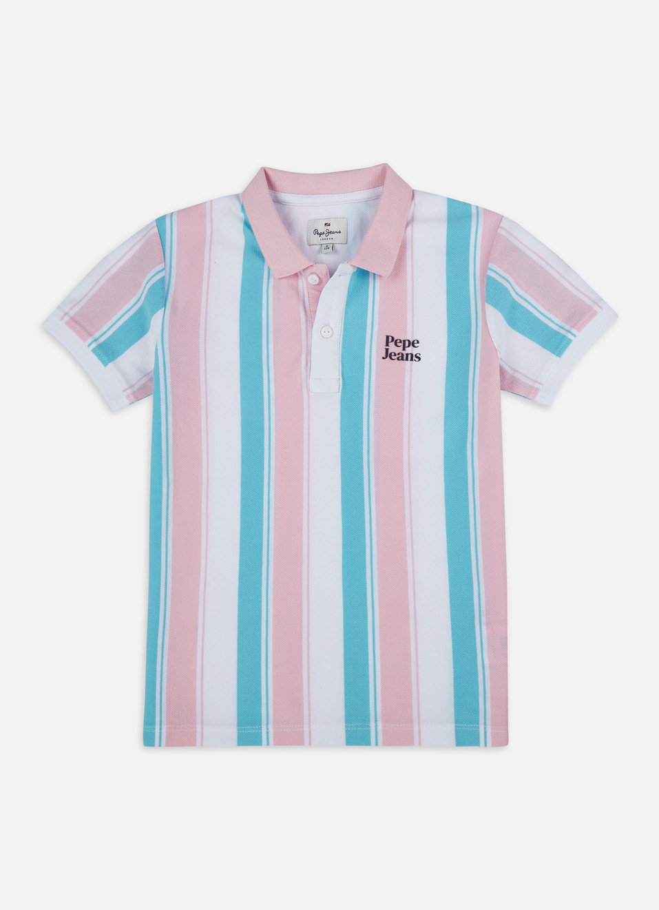 Boys Pink Engineered Vertical Stripe Polo, , large image number 0