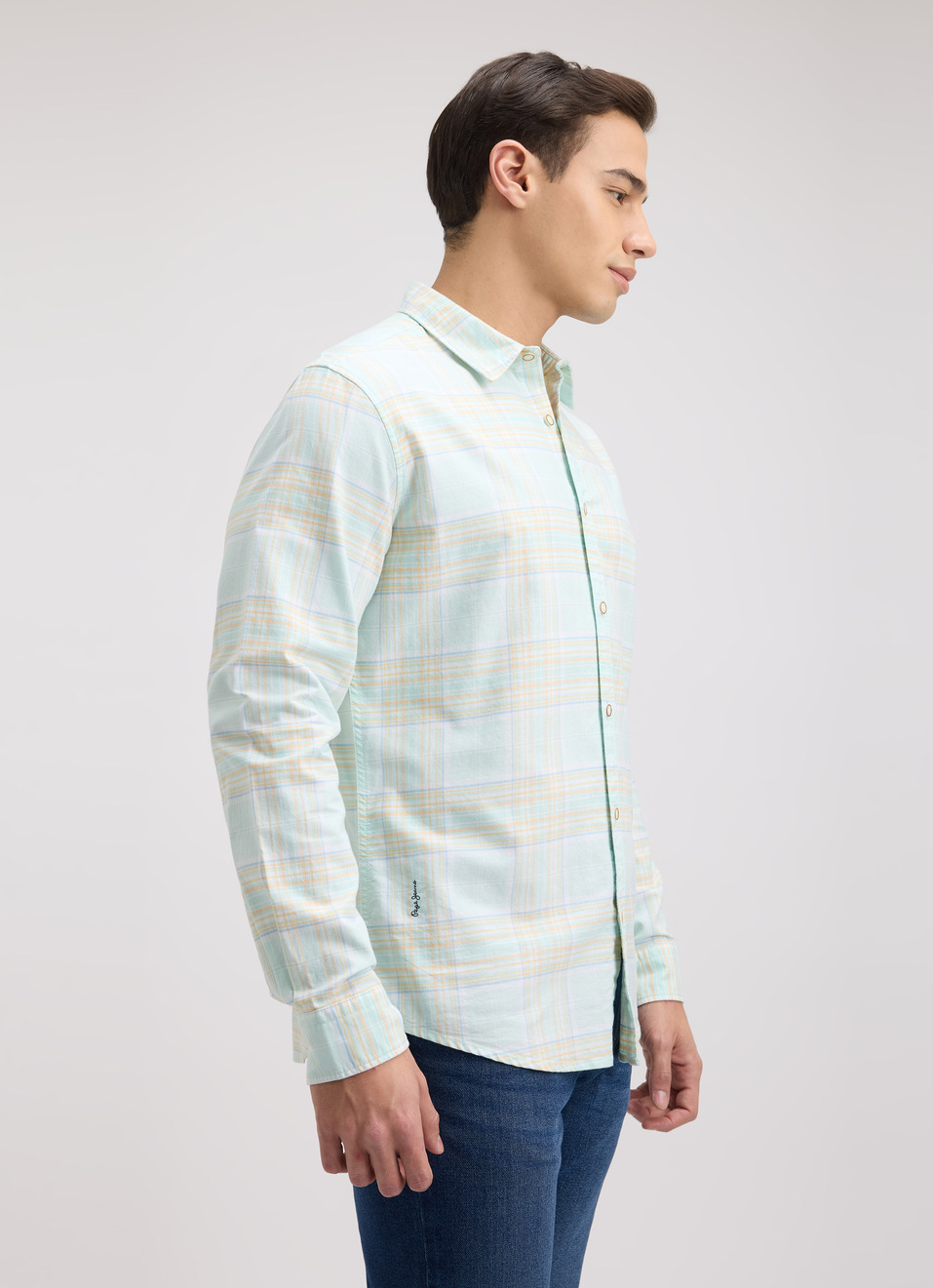 Men Green Oxford Check Full Sleeve Shirt, , large image number 2