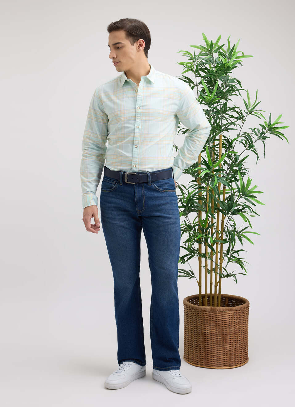 Men Green Oxford Check Full Sleeve Shirt, , large image number 4