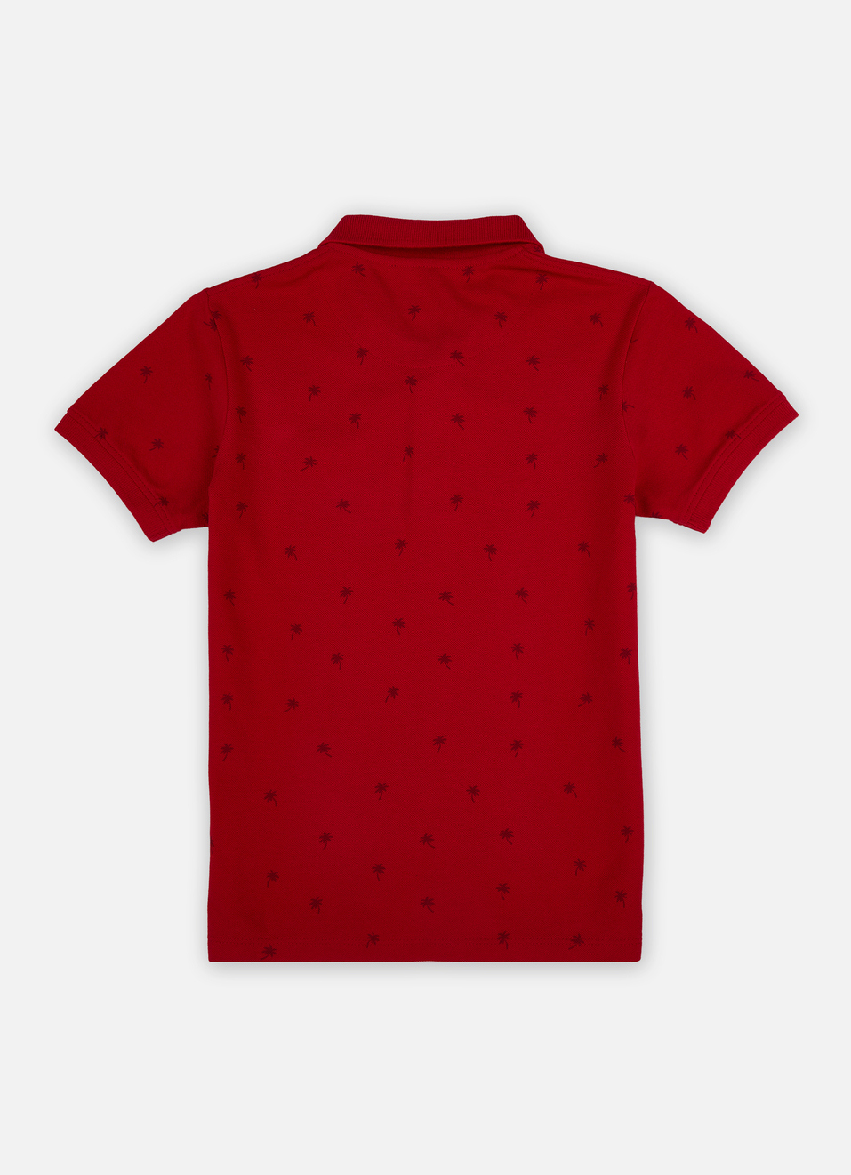 Boys Red All Over Tropical Print Short Sleeve Polo, , large image number 1