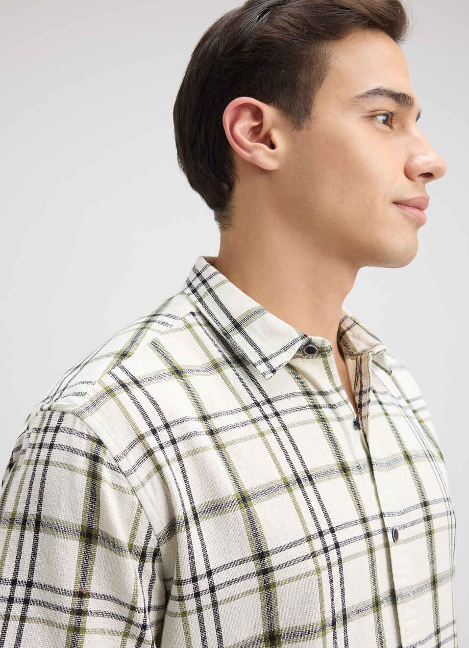 Men Green Check Short Sleeve Shirt, , large image number 4