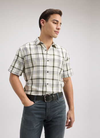 Men Green Check Short Sleeve Shirt