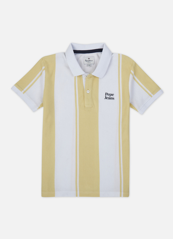 Boys Yellow Engineered Vertical Stripe Polo