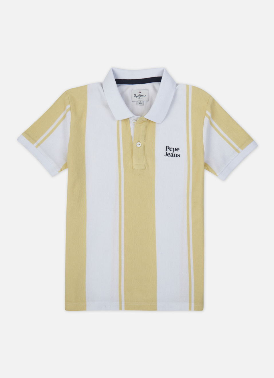 Boys Yellow Engineered Vertical Stripe Polo, , large image number 0