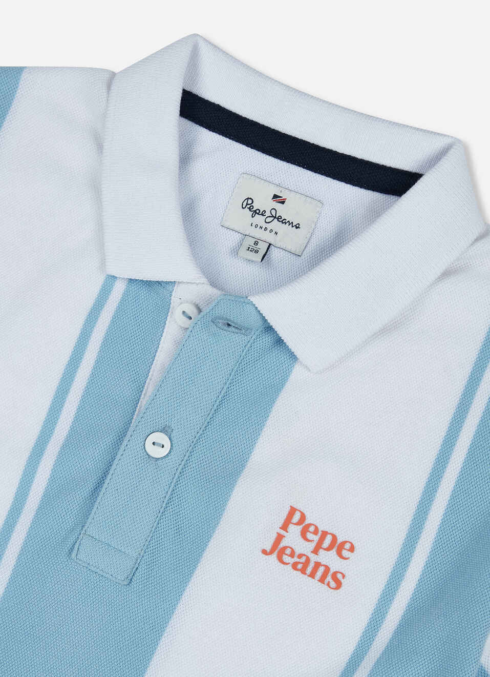 Boys Blue Engineered Vertical Stripe Polo, , large image number 2