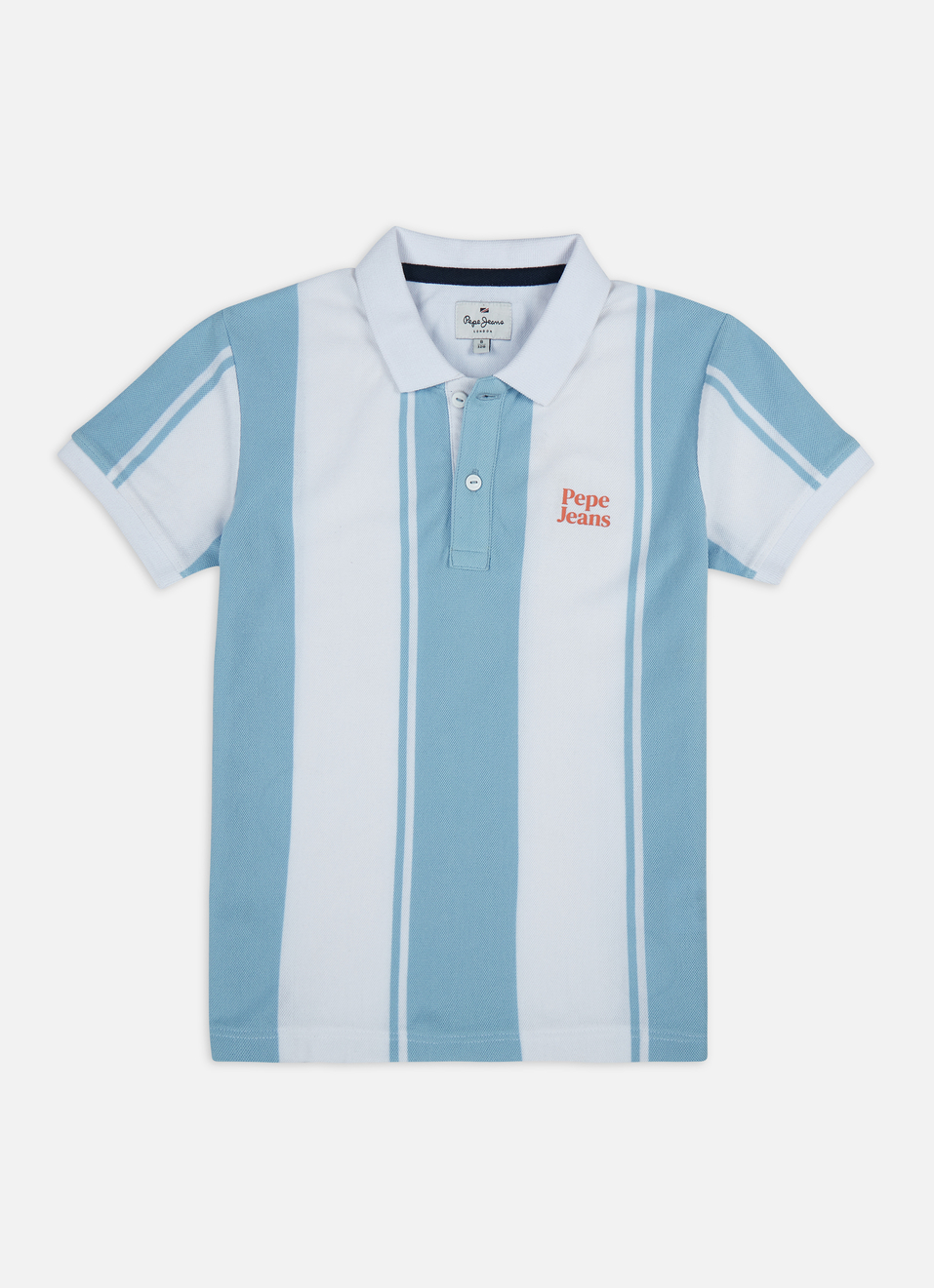 Boys Blue Engineered Vertical Stripe Polo, , large image number 0