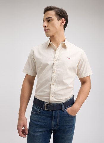Men Beige Short Sleeve Shirt
