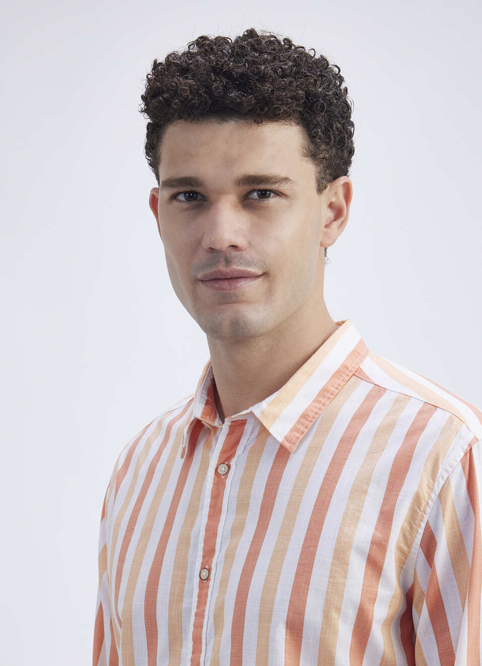 Men Peach Vertical Stripe Full Sleeve Shirt, , large image number 4