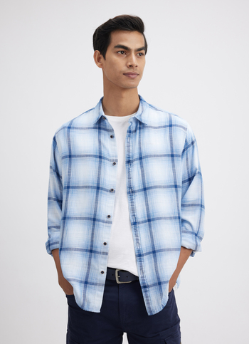 Men Blue Check Full Sleeve Shirt