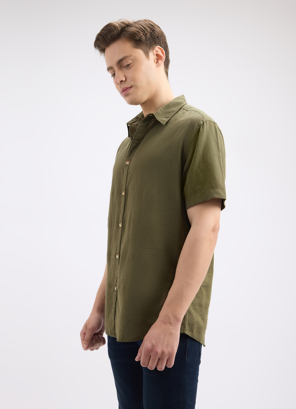 Men Green Short Sleeve Shirt, , large image number 3