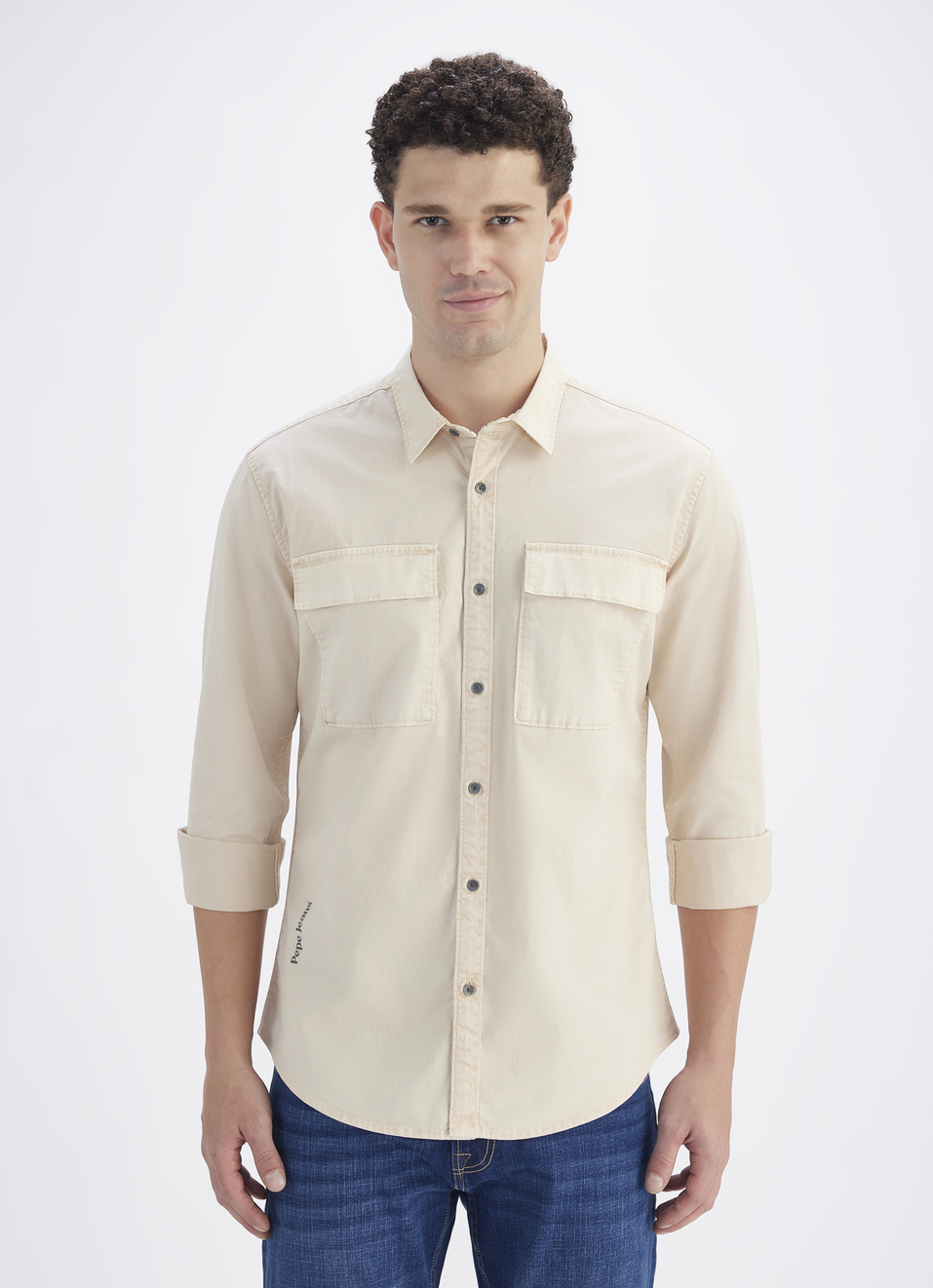 Men Blue Double Cargo Pocket Full Sleeve Shirt, , large image number 1