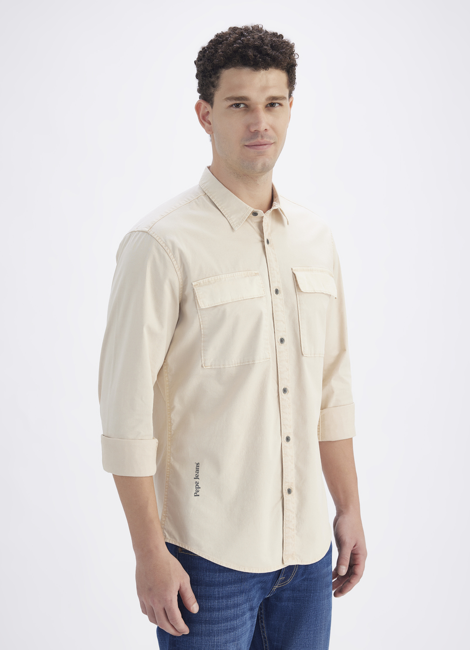 Men Blue Double Cargo Pocket Full Sleeve Shirt, , large image number 3