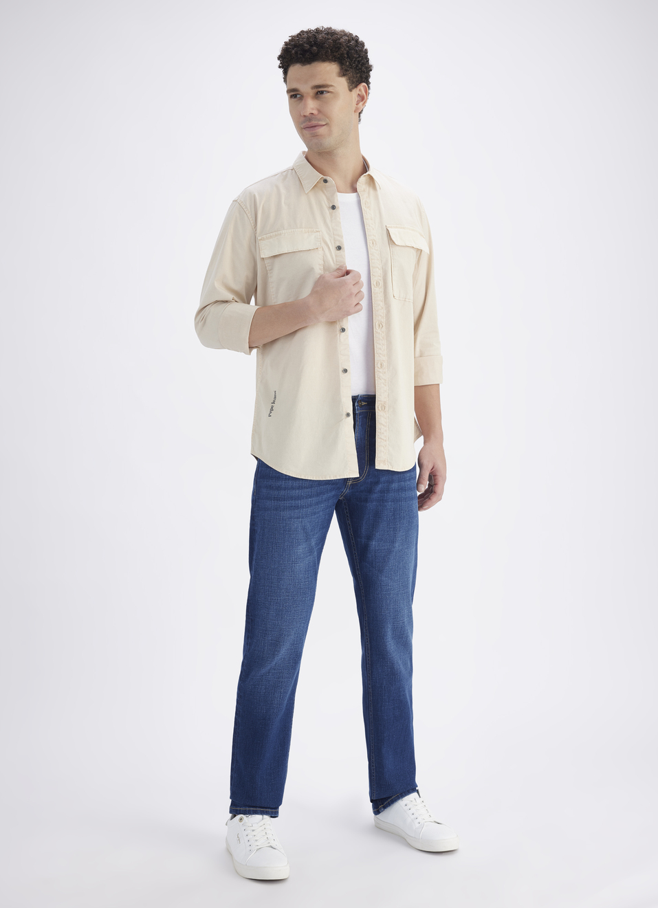 Men Blue Double Cargo Pocket Full Sleeve Shirt, , large image number 5