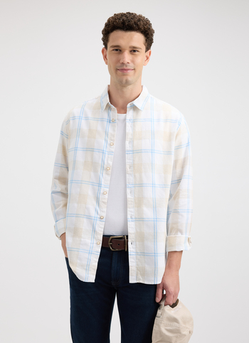 Men Beige Check Full Sleeve Shirt