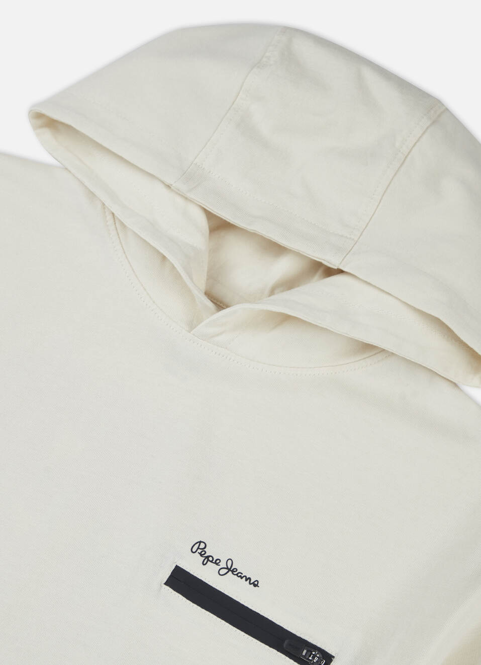 Boys Beige Back Print Short Sleeve Hooded T-shirt, , large image number 2