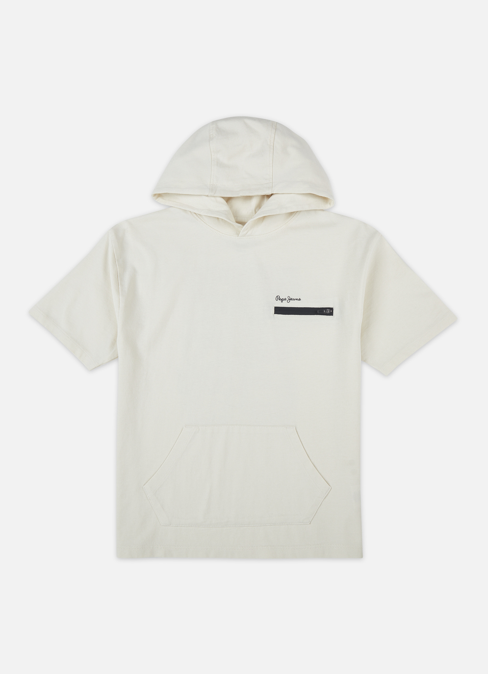 Boys Beige Back Print Short Sleeve Hooded T-shirt, , large image number 0