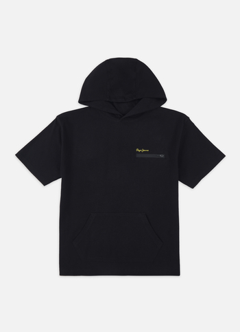 Boys Black Back Print Hooded T-shirt