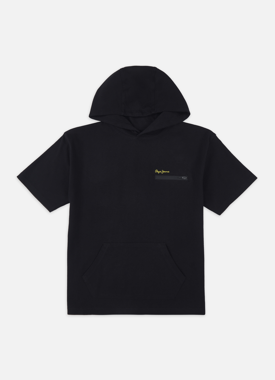 Boys Black Back Print Hooded T-shirt, , large image number 0