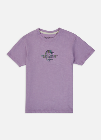 Boys Purple Back Print Short Sleeve T-shirt