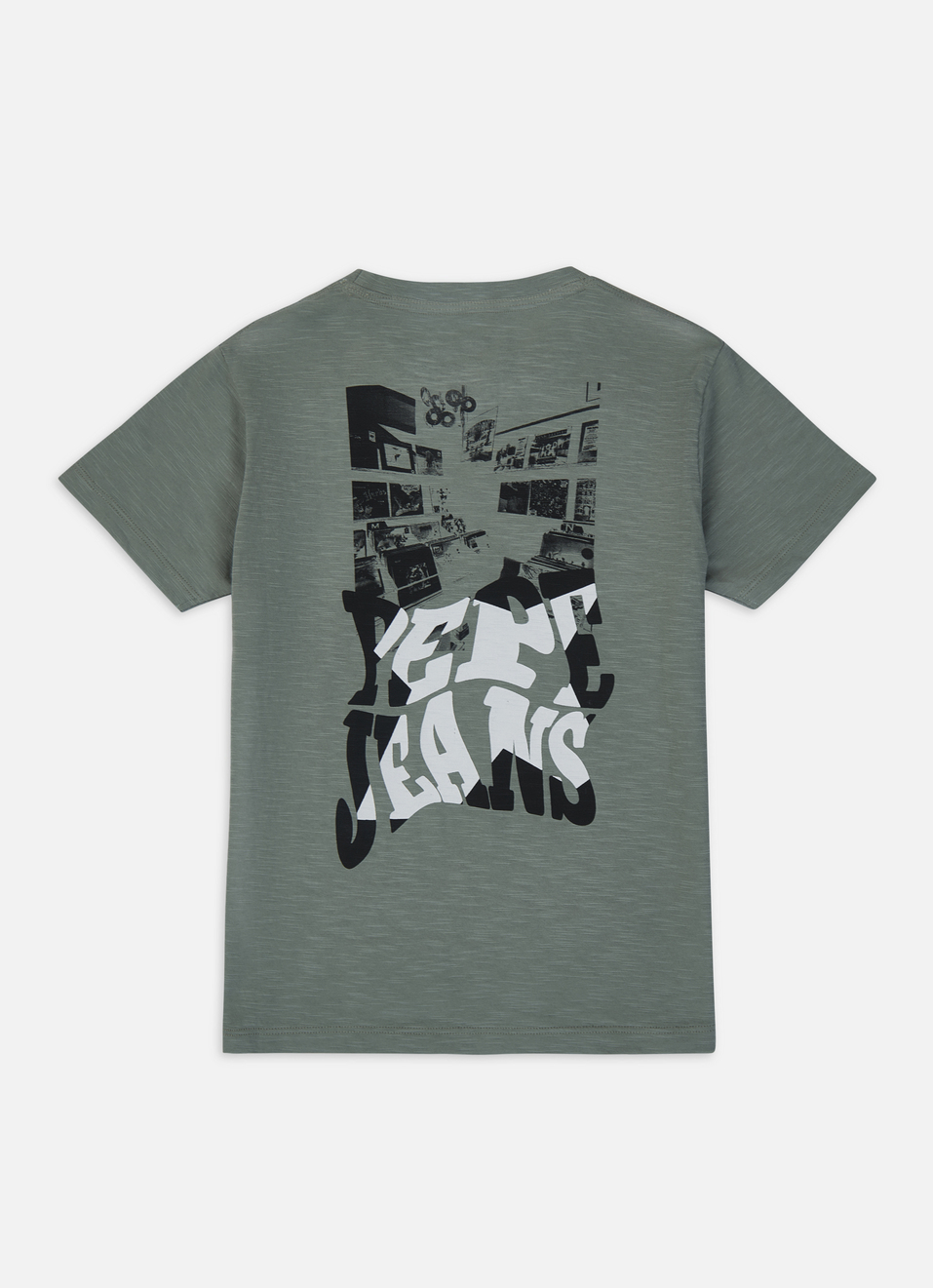 Boys Olive Back Print Short Sleeve T-shirt, , large image number 1