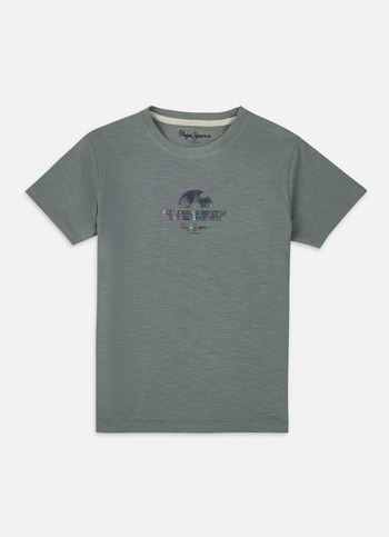 Boys Olive Back Print Short Sleeve T-shirt