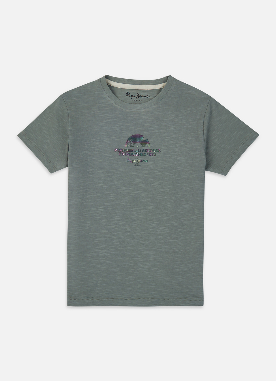 Boys Olive Back Print Short Sleeve T-shirt, , large image number 0
