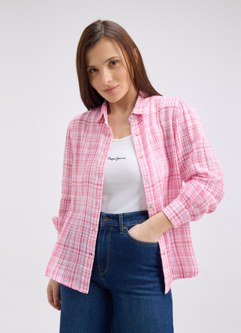Women Fuchsia Check Full Sleeve Shirt