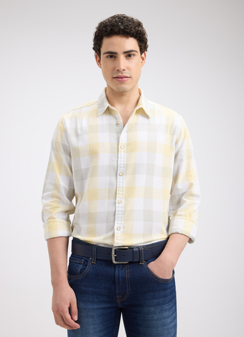 Men Yellow Check Full Sleeve Shirt