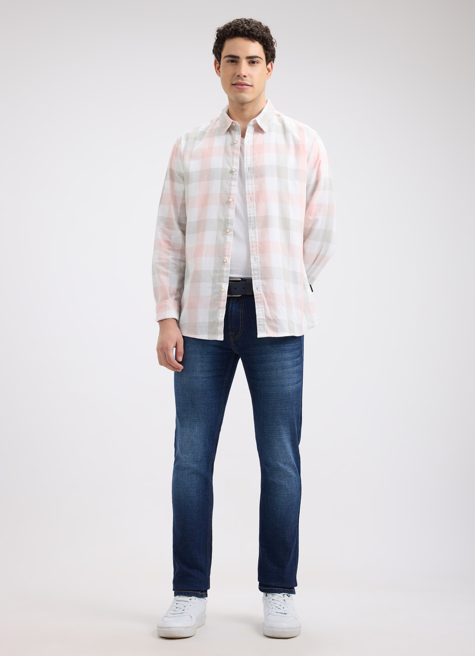 Men Peach Check Full Sleeve Shirt, , large image number 5