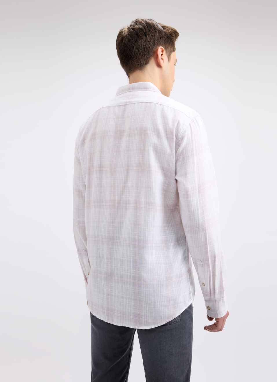 Men White Check Full Sleeve Shirt, , large image number 2