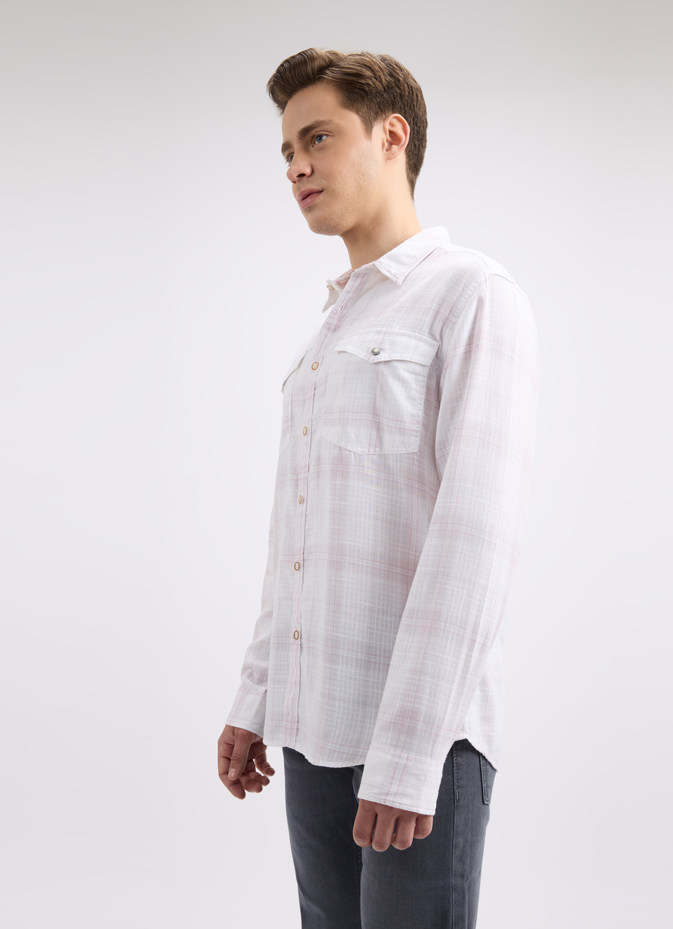 Men White Check Full Sleeve Shirt, , large image number 3